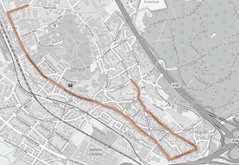 Karte mit Zugweg vom LiKüRa-Zug